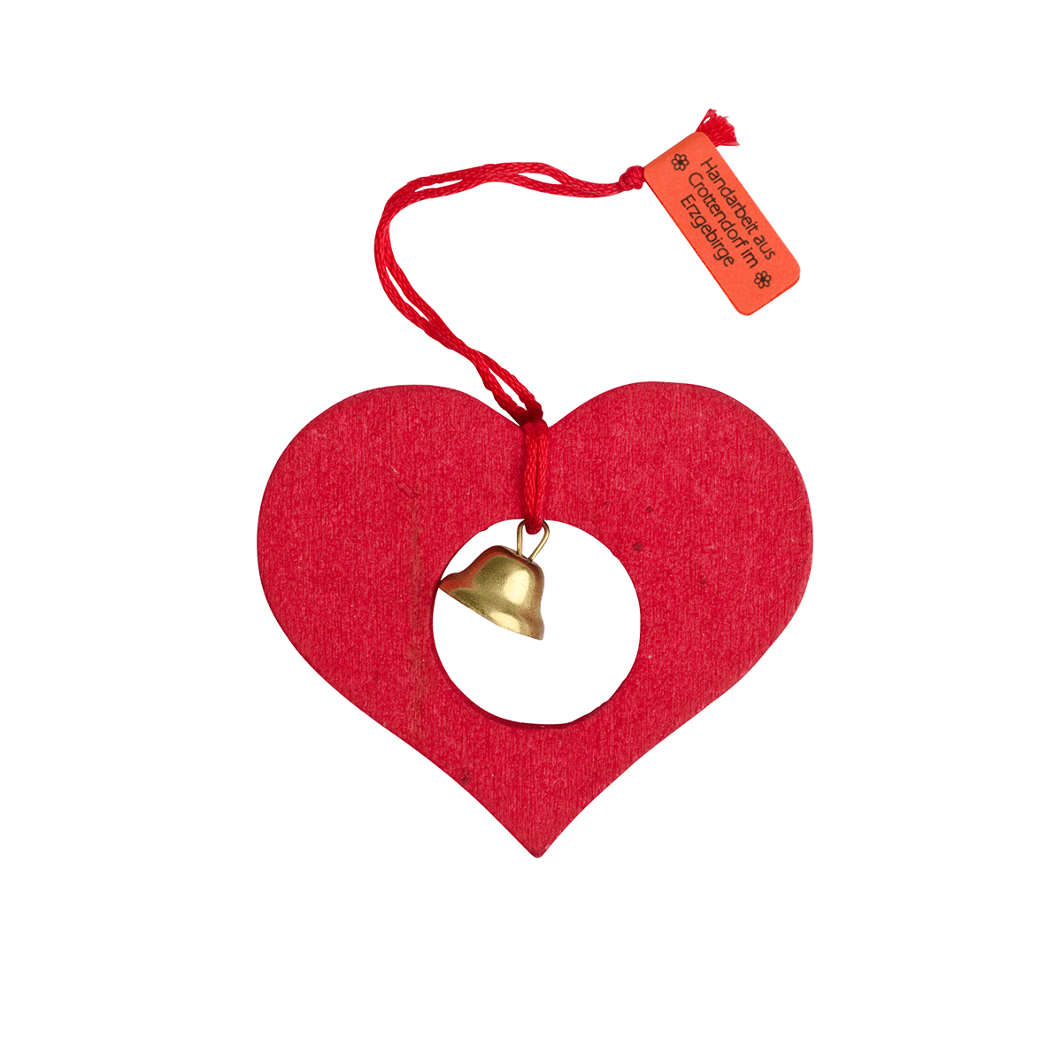 Herz mit Glöckchen - rot -