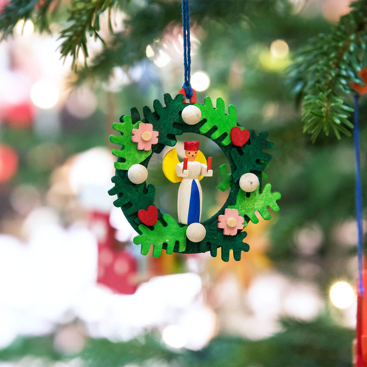 Engel & Bergmann als Baumschmuck mit Lichterengel