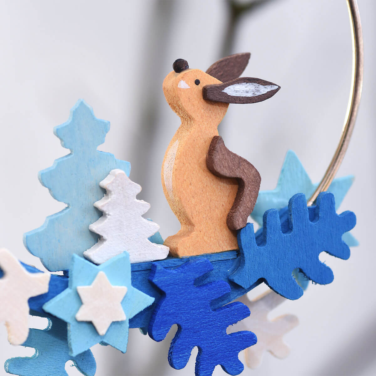 Waldtiere im Ring als Baumschmuck -MIT HASE-