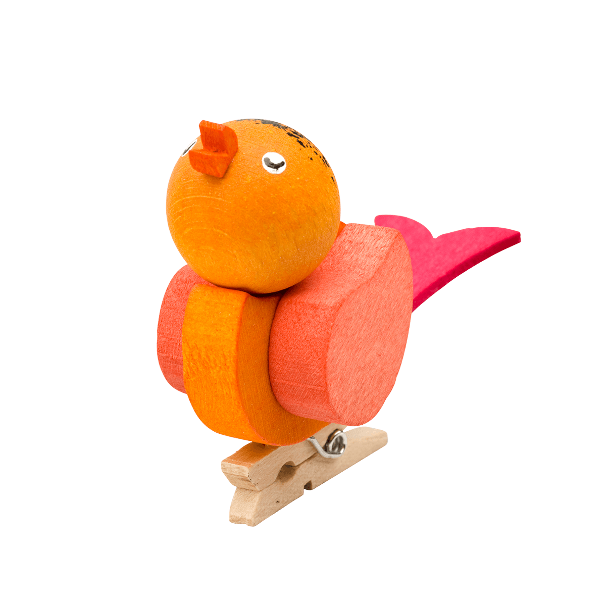 Bird with clip orange with pink wings