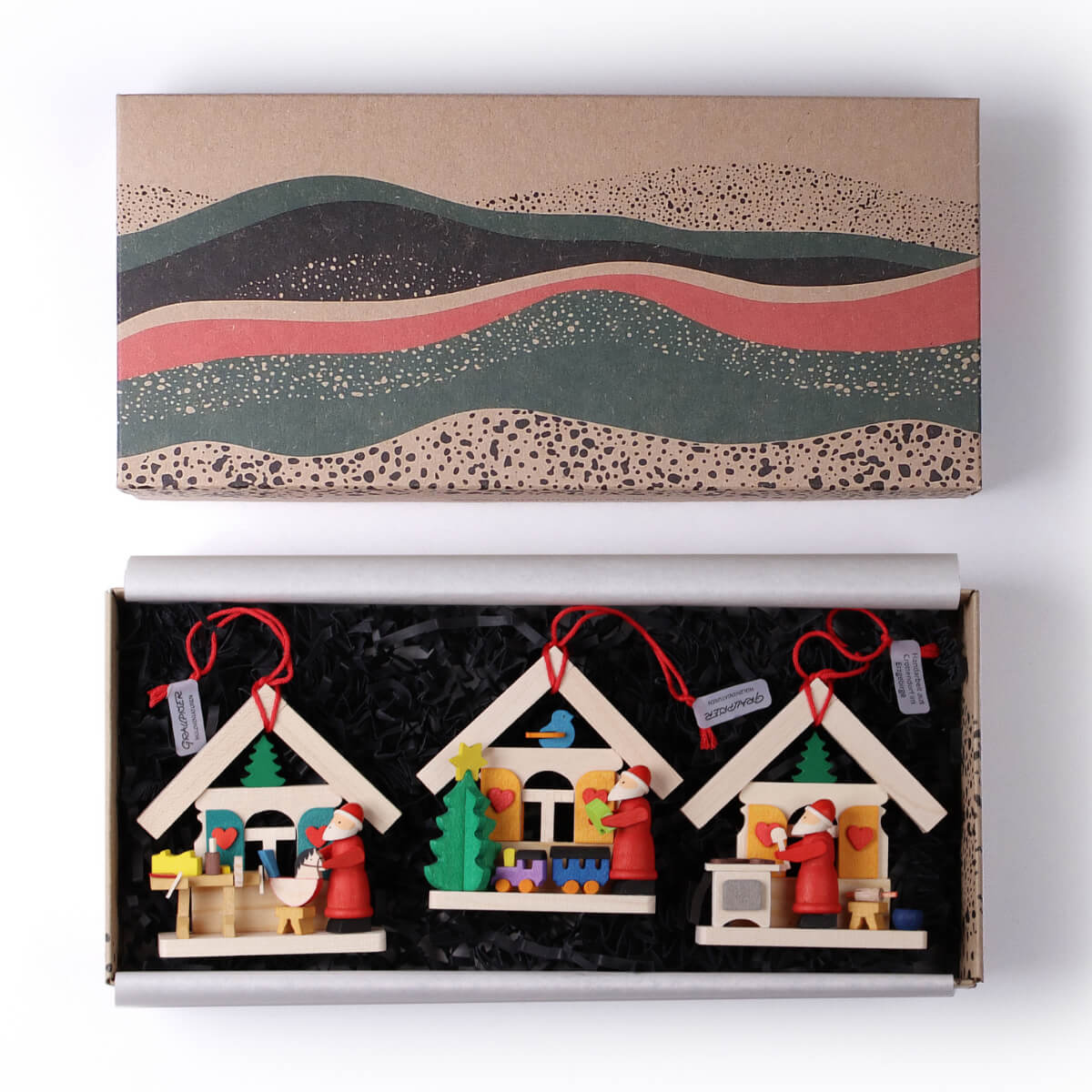Geschenk-Set 'Weihnachtsmannhäuser' Baumschmuck, 3-teilig