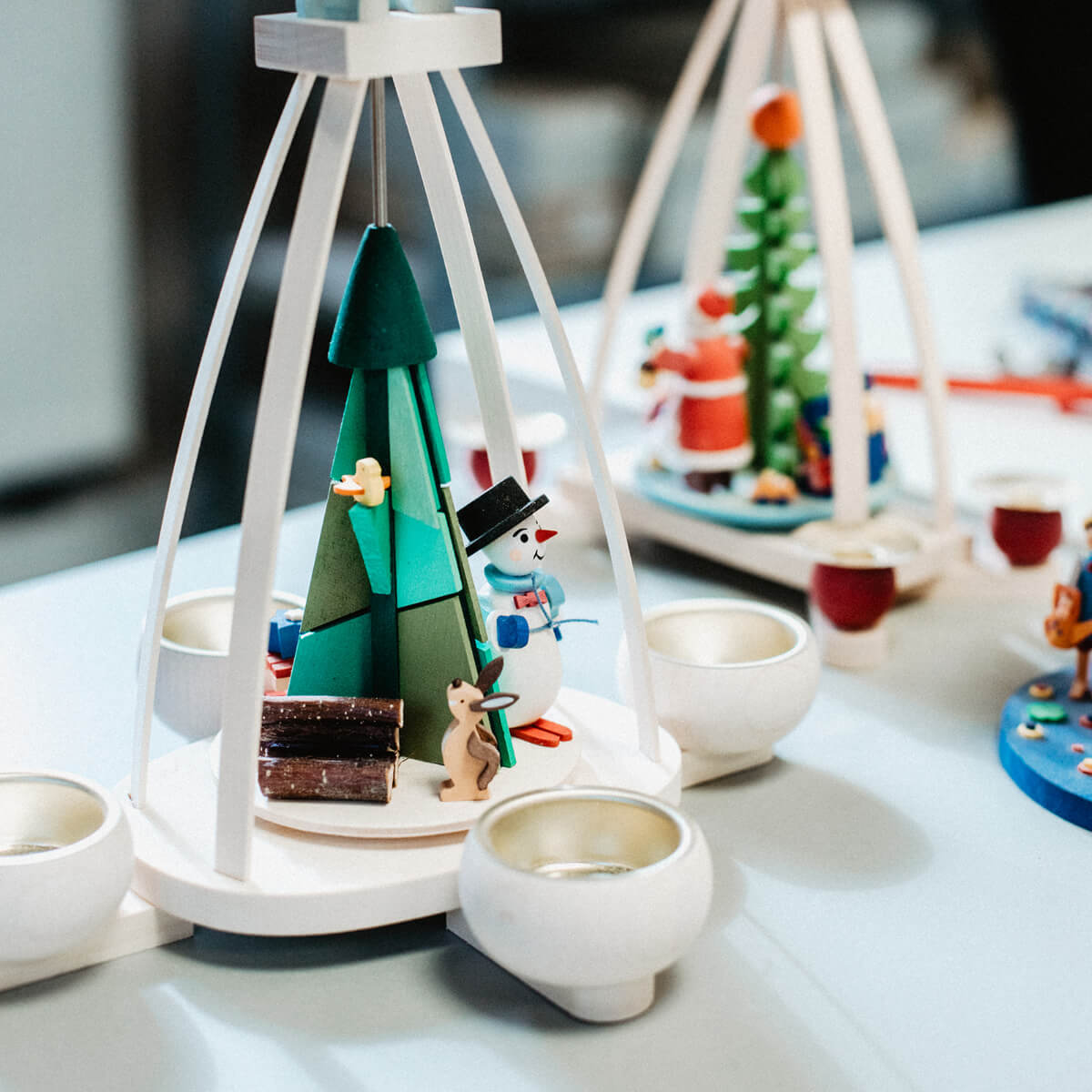 Tealight Pyramid 'Snowman', 28 cm