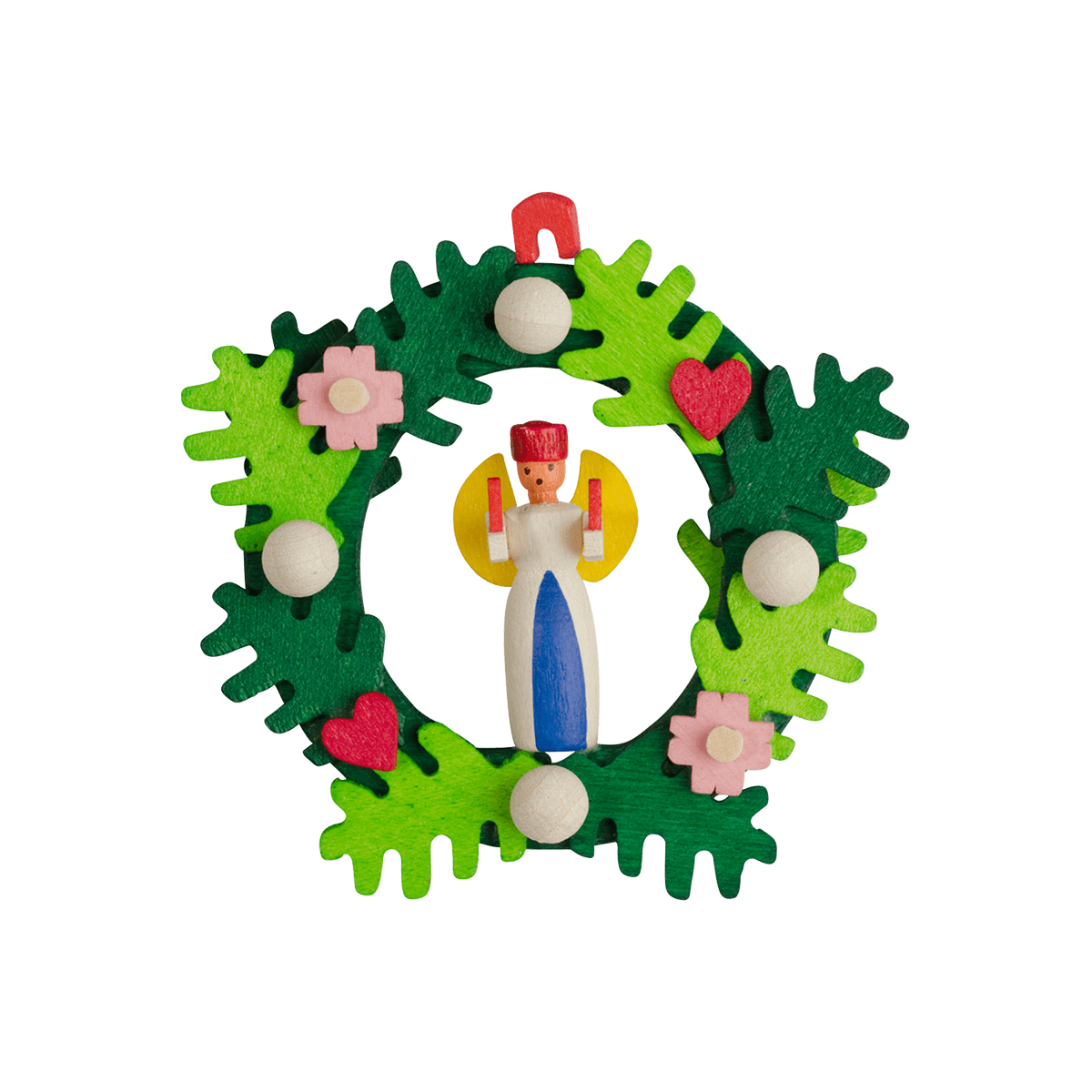 Adventskranz Engel & Bergmann als Baumschmuck - mit Lichterengel -