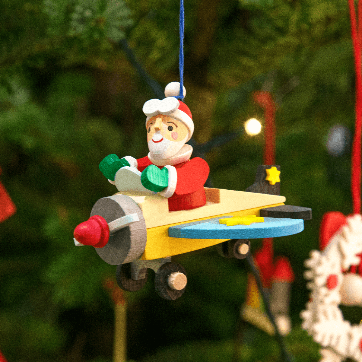 Santa Claus in the Plane Ornament
