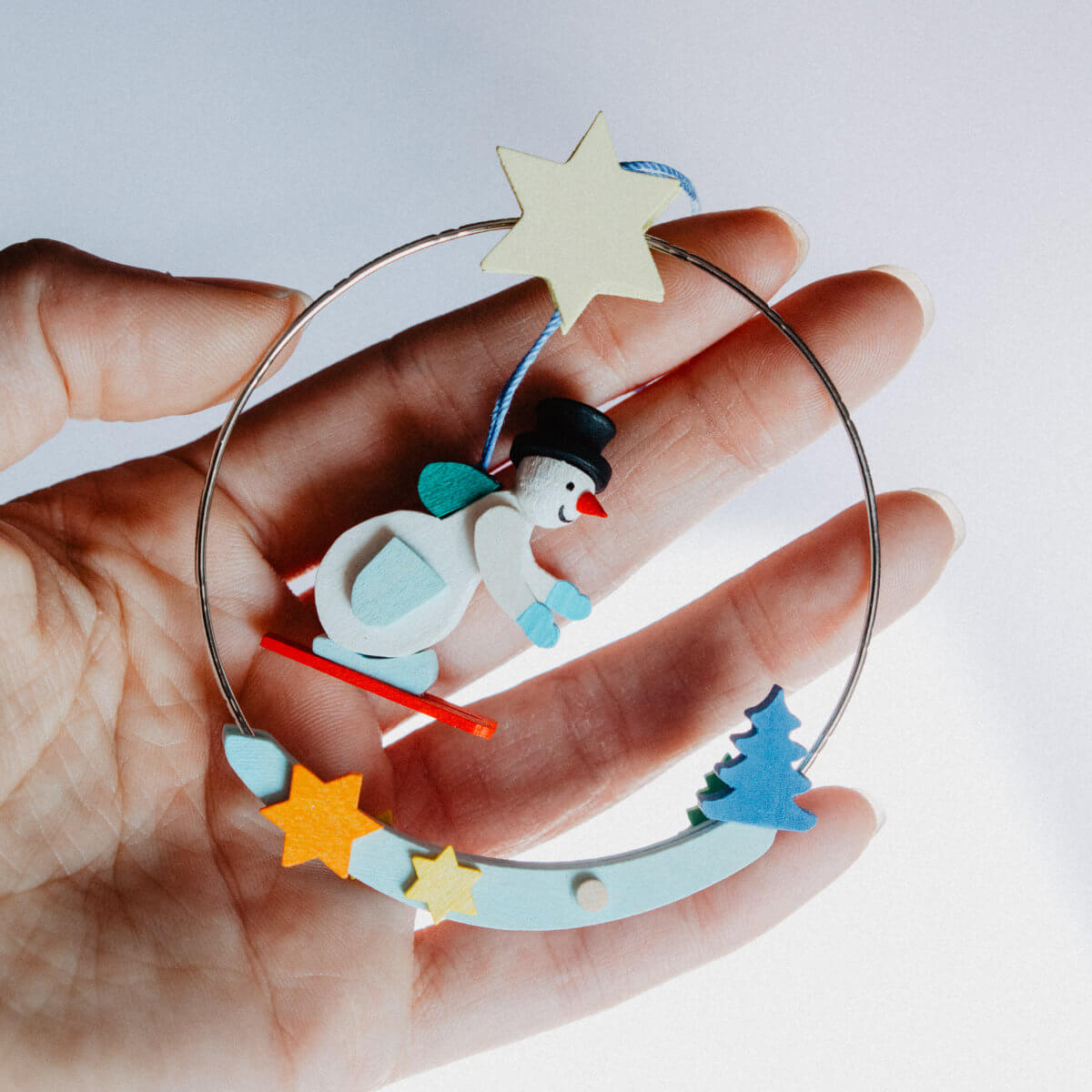 Ring with Miniature Figures Ornament with snowman