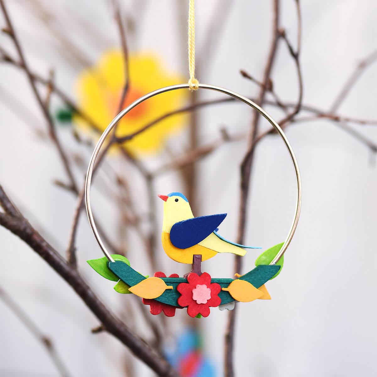 Waldtiere im Ring als Baumschmuck -MIT VOGEL-